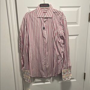Robert Graham Men's Striped Shirt - Red and White